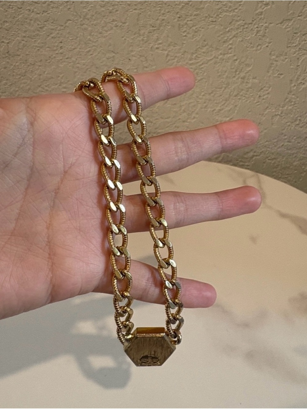 Givenchy Gold Chain Link Necklace with Hexagon Pendant - Picture 7 of 7